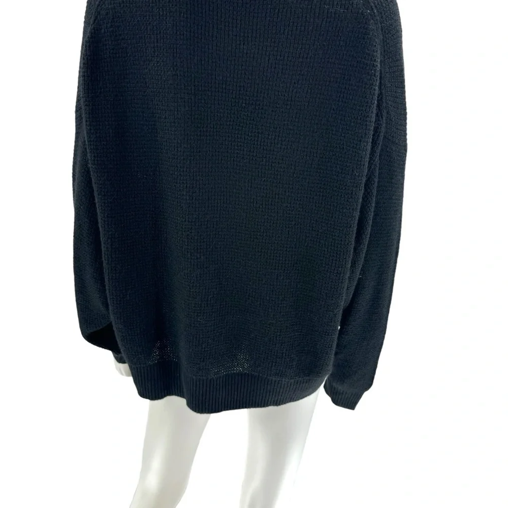 Quince | NEW Baby Alpaca-Wool Waffle Stitch Polo Sweater in Black Size XL - Picture 9 of 11